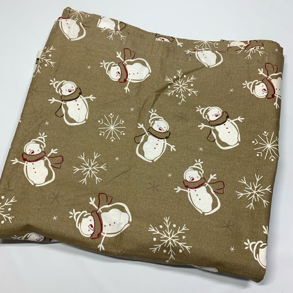Snowman Print Bathroom Toilet Shower Curtain Brown NWOT